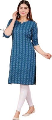 Texpa Fashion Women Abstract A-line Kurta(Blue)