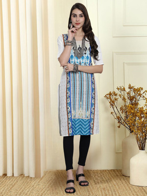 EthnicBasket Women Printed A-line Kurta(White)