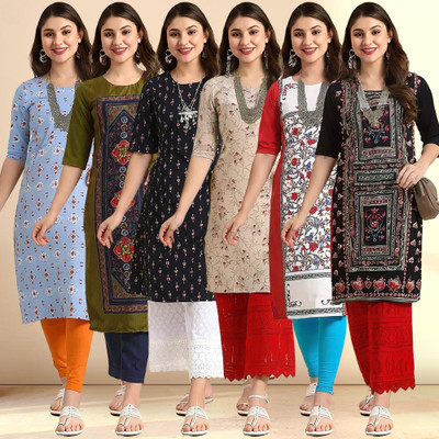 1 Stop Fashion Women Printed Straight Kurta(Multicolor)