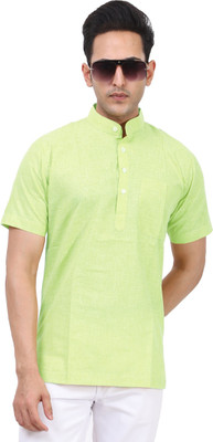 LAHSUAK Men Solid Straight Kurta(Light Green)