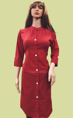 AL SK TRADERS Women Self Design A-line Kurta(Red)
