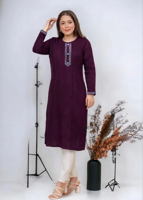 Stylish Fancy Cloth Women Embroidered A-line Kurta(Maroon)