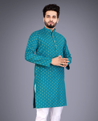 DARKCHILL Men Solid A-line Kurta(Green)