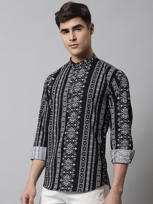 Majestic Man Men Printed Straight Kurta(Black)