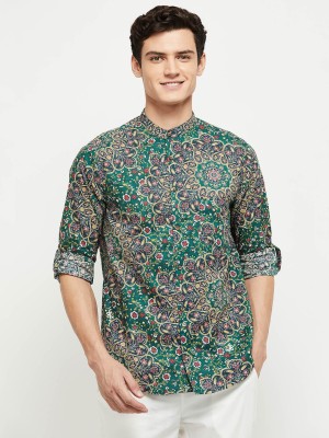 MAX Men Printed Straight Kurta(Green)