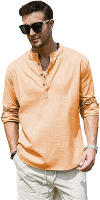 Navkanj Men Solid A-line Kurta(Orange)