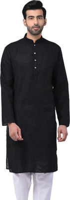 SG LEMAN Men Solid Straight Kurta(Black)