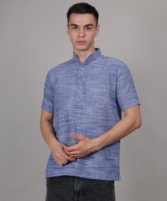 Zohan Men Self Design A-line Kurta(Blue)