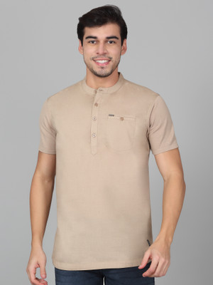 CANTABIL Men Solid Straight Kurta(Beige)