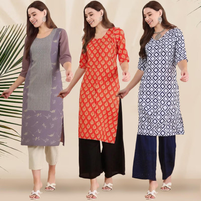 1 Stop Fashion Women Printed Straight Kurta(Multicolor)