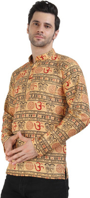 Krishiv Men Printed Straight Kurta(Beige, Black, Red)