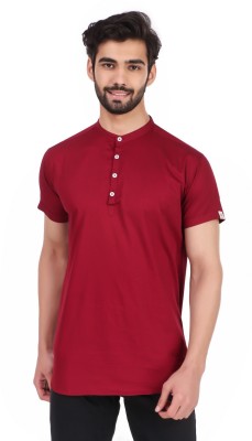 MADE IN THE SHADE Men Solid Straight Kurta(Maroon)