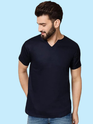 Super Weston Men Solid Straight Kurta(Dark Blue)