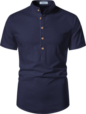 Edinwolf Men Solid A-line Kurta(Dark Blue)