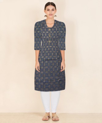 Alkaskurtihouse Women Printed A-line Kurta(Blue)