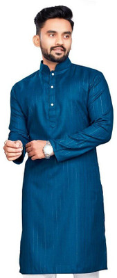 OCMOH Men Solid Straight Kurta(Green)