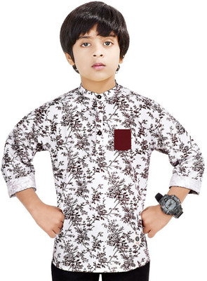MADE IN THE SHADE Boys Printed Straight Kurta(White)