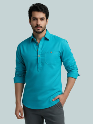 Vashuqi Men Solid A-line Kurta(Brown)