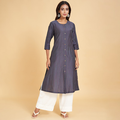 Rangmanch by Pantaloons Women Solid A-line Kurta(Grey)
