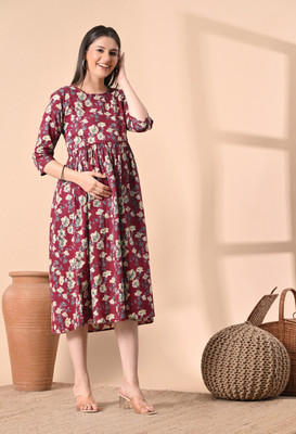 Silakiva Women Paisley, Printed Anarkali Kurta(Purple)