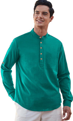 DaReal Men Solid A-line Kurta(Brown)
