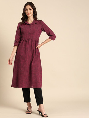 ANOUK Women Solid A-line Kurta(Maroon)