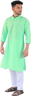 YOUTH ROBE Men Solid A-line Kurta(Green)