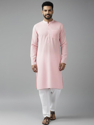 Yugnik Men Solid Straight Kurta(Light Blue)