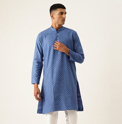 ARMAAN ETHNIC Men Printed Straight Kurta(Blue, White)