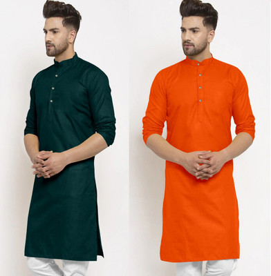 JENJEE Men Solid Straight Kurta(Multicolor)