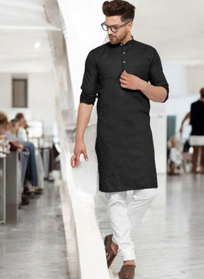 Rashmi Genz Men Printed Straight Kurta(Black)