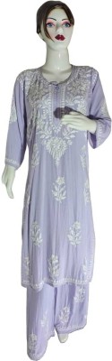 MALTI ENTERPRISES Women Chikan Embroidery A-line Kurta(Purple)