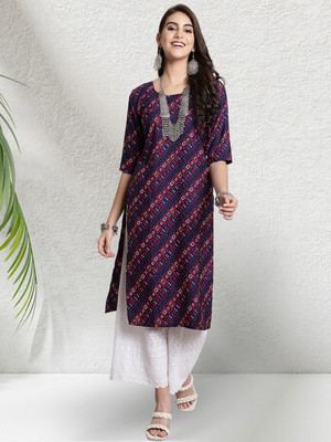 1 Stop Fashion Women Printed A-line Kurta(Yellow)
