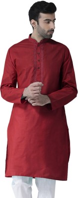 SG LEMAN Men Solid Straight Kurta(Maroon)