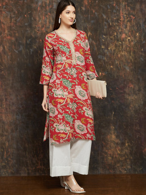 Melange by Lifestyle Women Printed Straight Kurta(Multicolor)