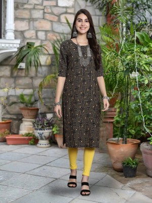 EthnicBasket Women Woven Design A-line Kurta(Black)