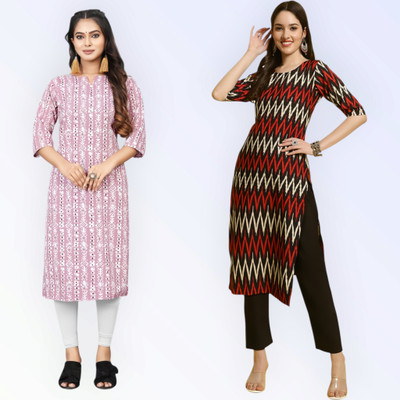HouseOfCommon Women Printed Straight Kurta(Multicolor)