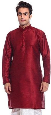 MAG Men Solid Straight Kurta(Red)