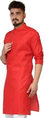 KR24ENTERPRISE Men Solid Ethnic Dress Kurta(Red)