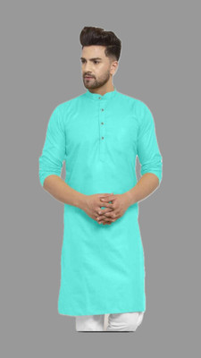 HouseOfCommon Men Striped A-line Kurta(Blue)