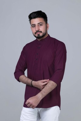 DARKCHILL Men Solid Straight Kurta(Purple)