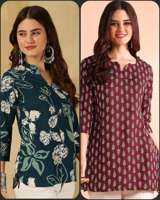 V And V Shop Women Printed A-line Kurta(Multicolor)