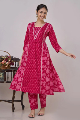 RAISHREE Women Embroidered A-line Kurta(Pink)