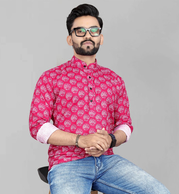 Varidashi Men Printed A-line Kurta(Maroon)