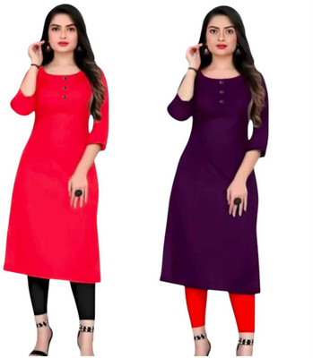 HY HANDLOM Women Solid A-line Kurta(Red)