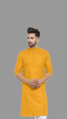 The Fashion Outlets Men Solid A-line Kurta(Yellow)