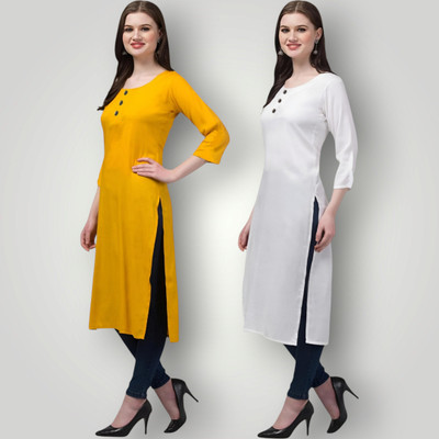 Coft Women Solid Straight Kurta(Multicolor)