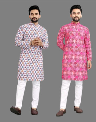 DHASU TRENDZ Men Printed Straight Kurta(Multicolor)