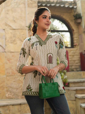 AKSHA CREATION Women Printed A-line Kurta(Green)