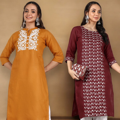 VIVIDH CREATIONS Women Colorblock A-line Kurta(Multicolor)